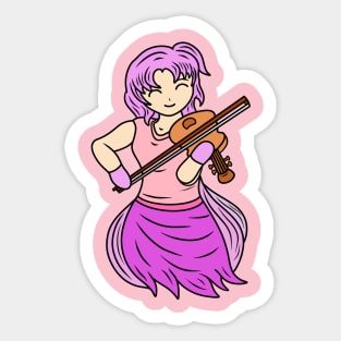 Cute violin girl Sticker